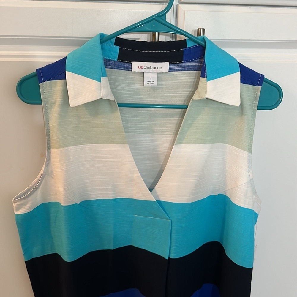 NWT Liz Claiborne Sleeveless Striped A-Line Dress size 8 - Picture 3 of 7